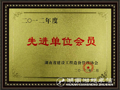 工程造价2012先进单位